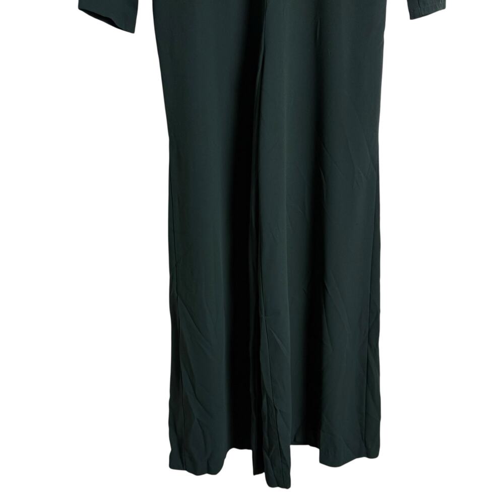 Adam Lippes Dark Green Wide Leg Long Sleeve Crepe Jumpsuit Size 4 - Picture 10 of 15